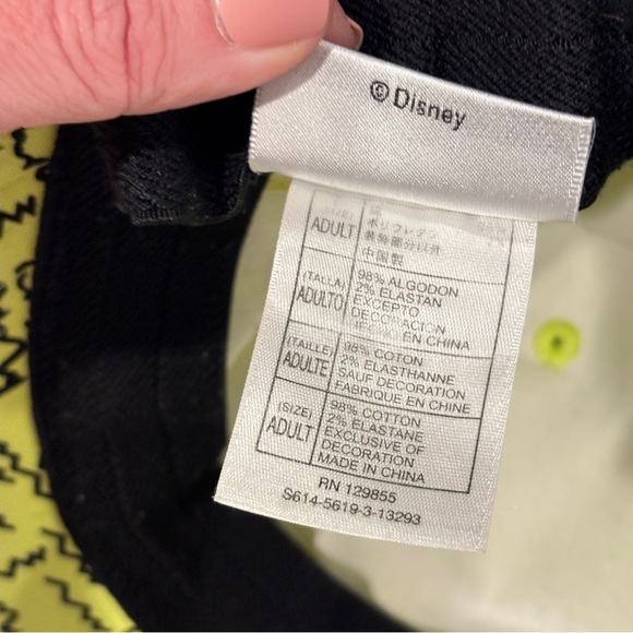 Disney Parks Authentic Original Neon Yellow Cap Hat O/S Static Squiggle Mickey - Picture 8 of 11